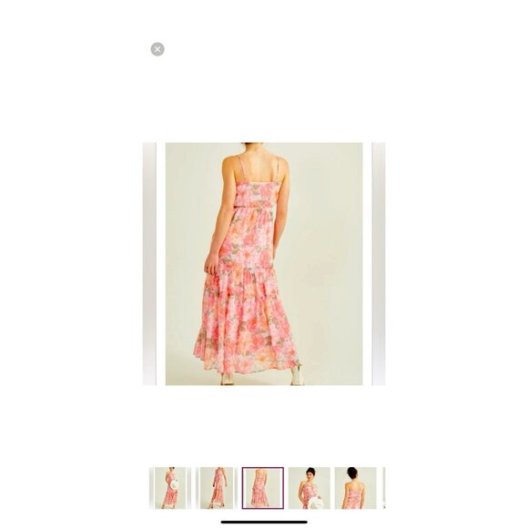 Altar’d State Tiered Maxi Floral Pink Dress Size Large NWT Coquette Slit Flowy - Picture 10 of 16